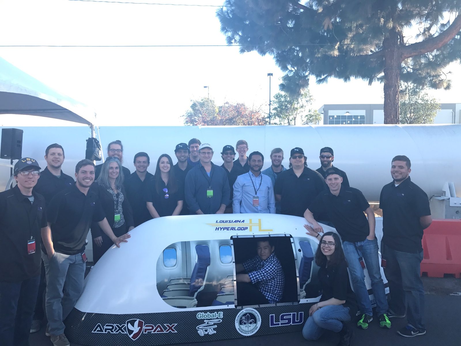 The Louisiana Hyperloop team, advised by Dr. Aly, with its pod
