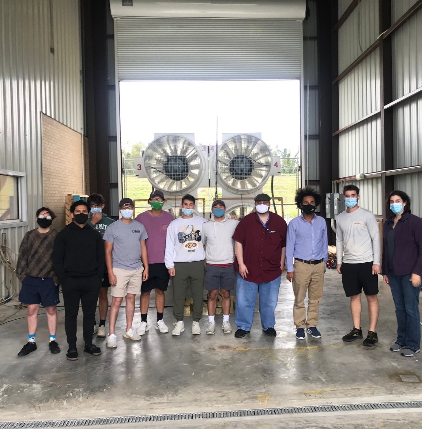 Students visiting the open-jet facility